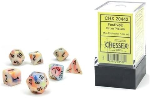 Chessex Mini RPG Dice: Festive Circus/Black