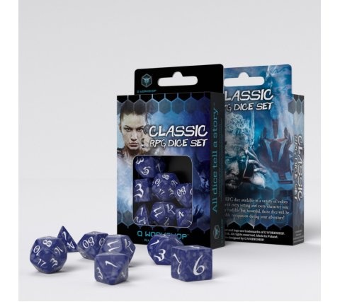 Q-Workshop Classic RPG Dice Set: Cobalt & White