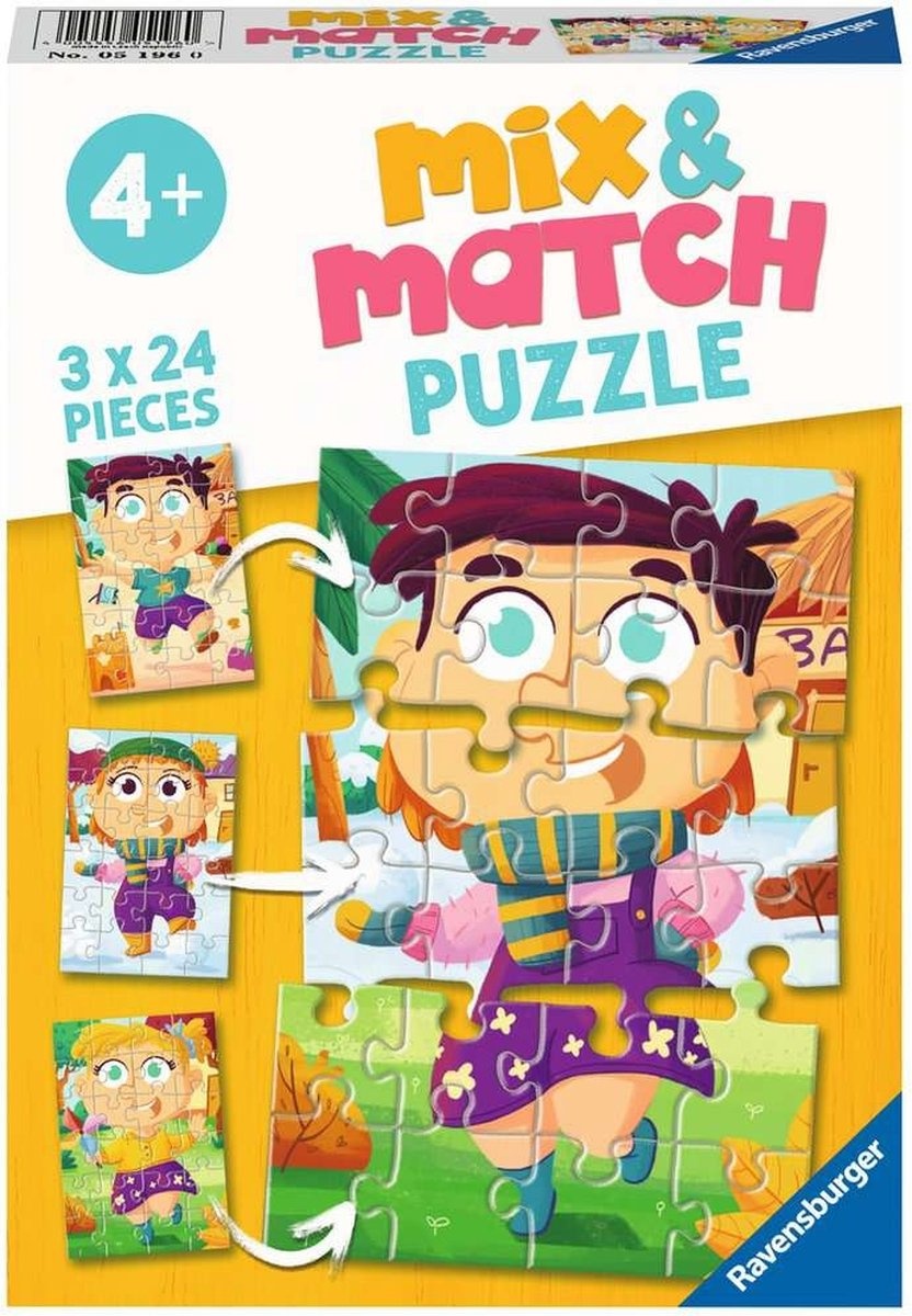 Ravensburger Mix & Match Puzzel: Bonte Kleren (3x24 Stukjes)
