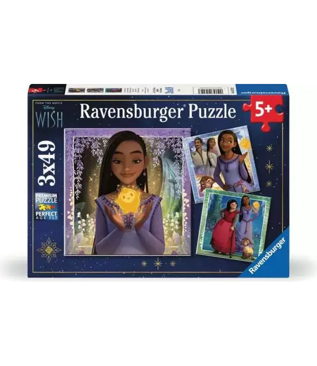 Disney Wish: Asha's Wens (3 x 49 Pieces) - Puzzle