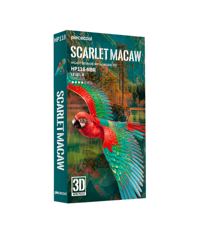 Piececool: Scarlet Macaw – 3D Metal Model Kit