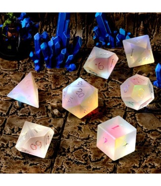 Glassstaff RPG Dice Set - CritStones: Prismatic Frost Glass