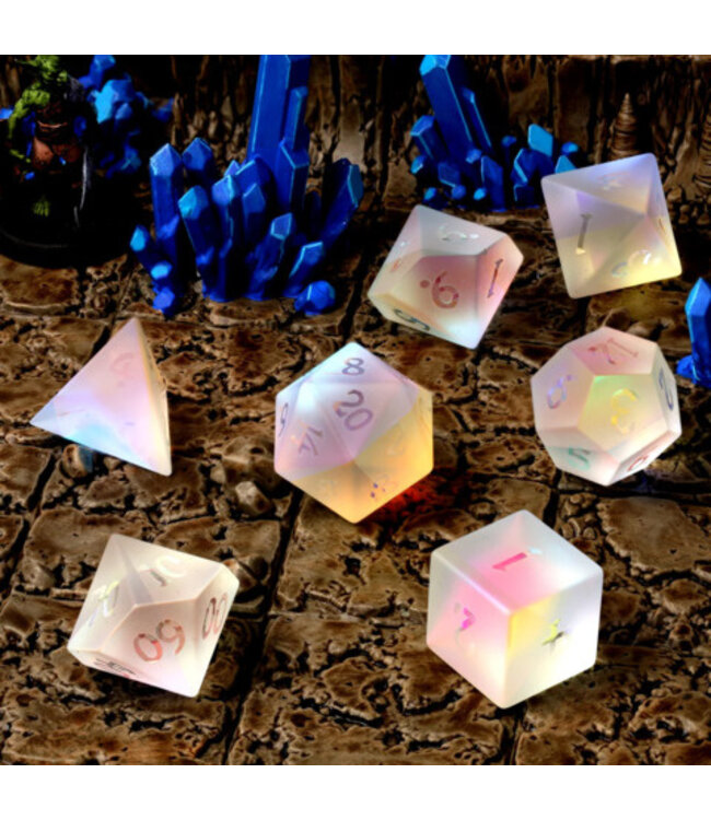 RPG Dice Set - CritStones: Prismatic Frost Glass