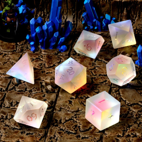 Glassstaff RPG Dice Set - CritStones: Prismatic Frost Glass