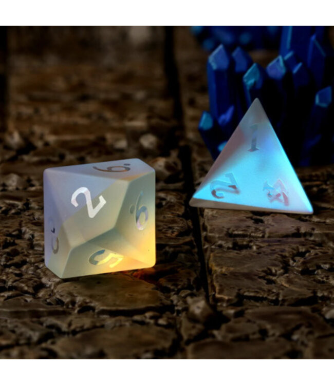 RPG Dice Set - CritStones: Prismatic Frost Glass