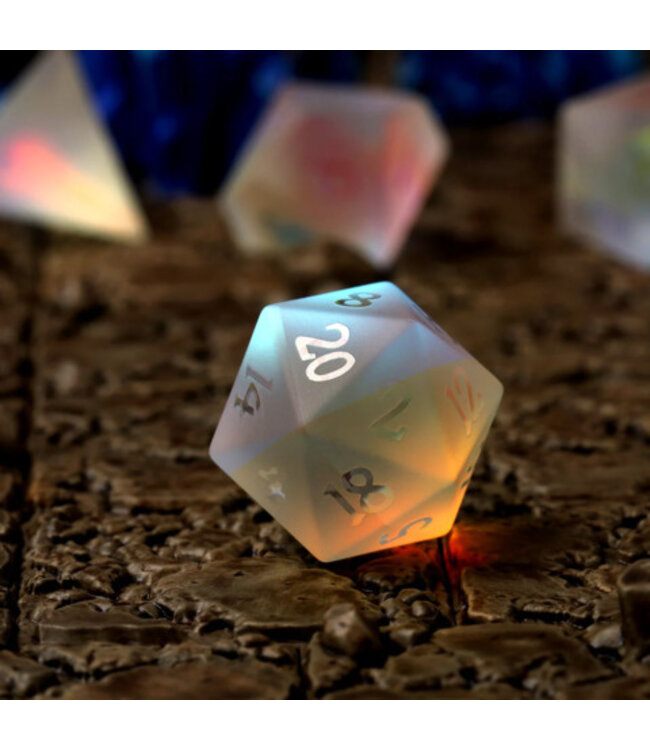 RPG Dice Set - CritStones: Prismatic Frost Glass