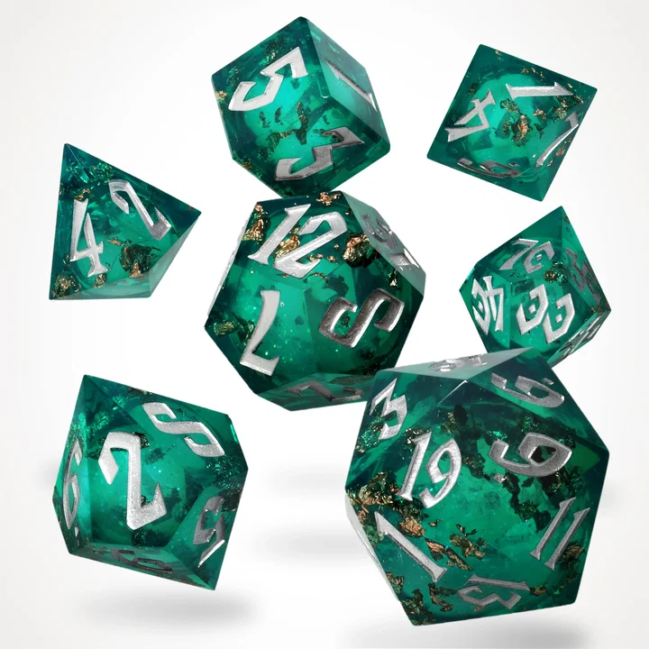Glassstaff RPG Dice Set - CritStones: Forest Fountain Liquid Core
