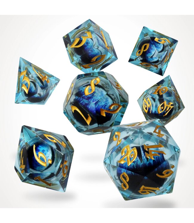 Glassstaff RPG Dice Set - CritStones: Ice Dragon's Gaze Floating Eye