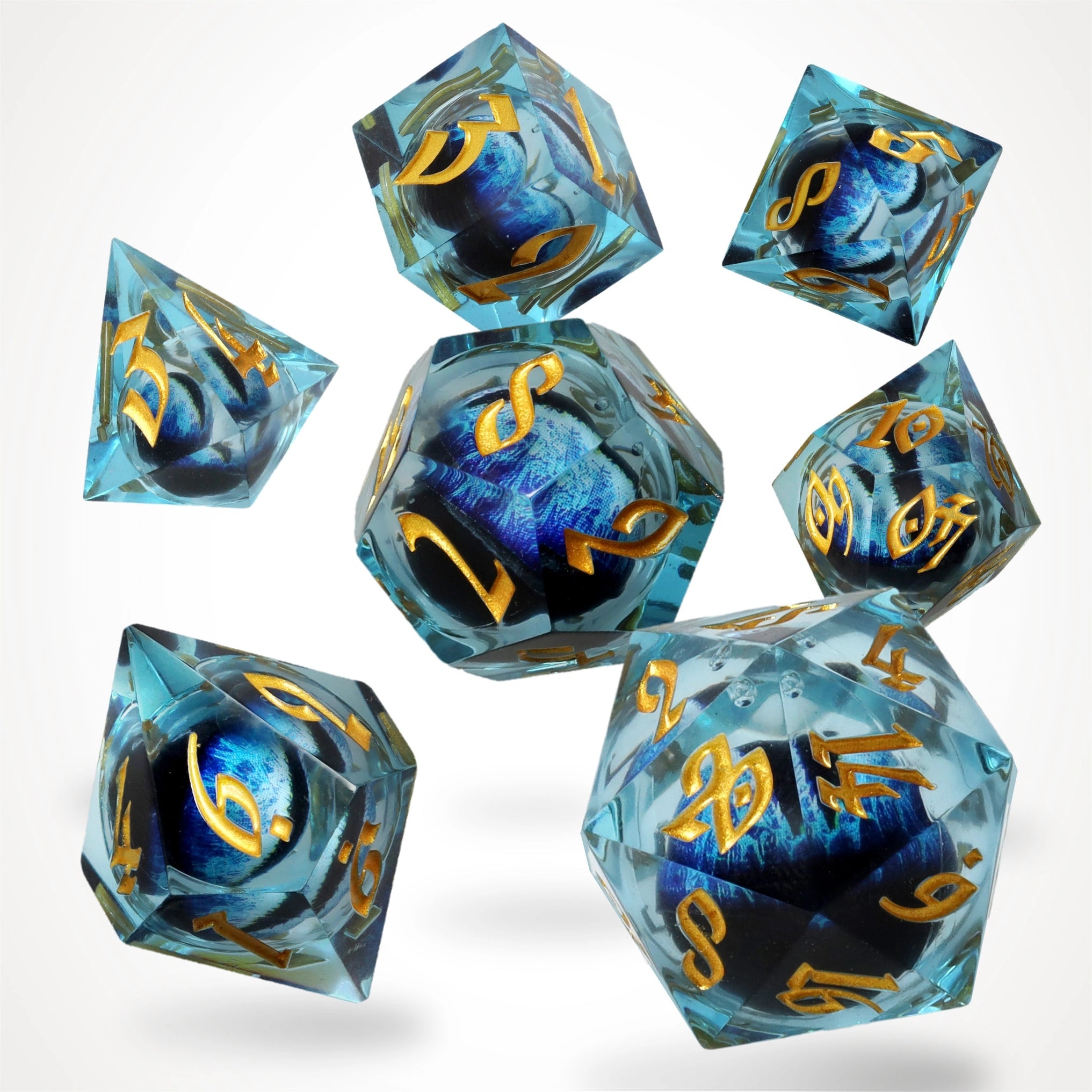 Glassstaff RPG Dice Set - CritStones: Ice Dragon's Gaze Floating Eye