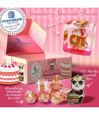 Foam Brain Games Pastry Pets: Strawberry Shortcake Panda - RPG Dice Set