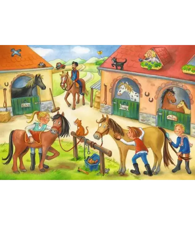 Ravensburger - Vakantie op de Manege (2x 12 Stukjes) - Puzzel