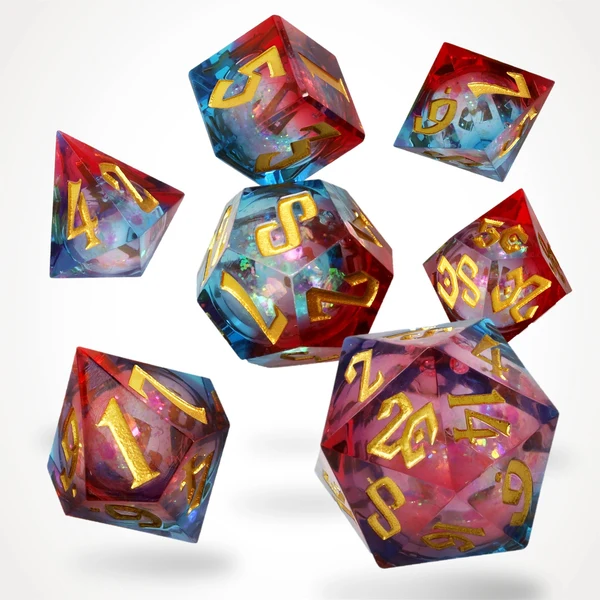 Glassstaff RPG Dice Set - CritStones: Fire & Ice Liquid Core