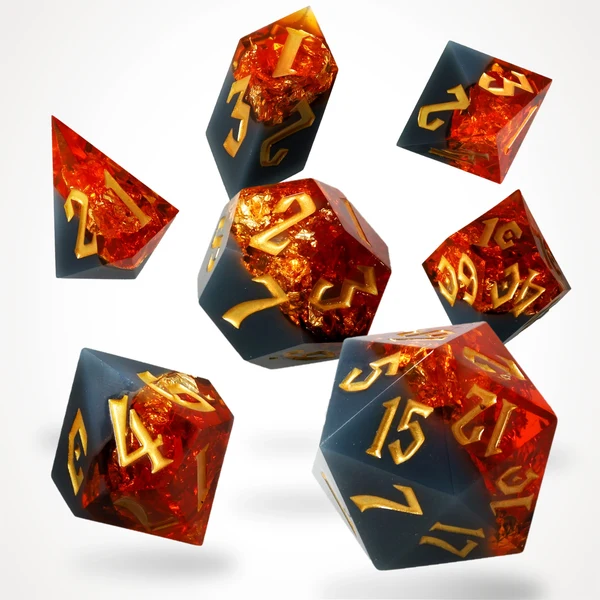 Glassstaff RPG Dice Set - CritStones: Volcanic Amber Resin