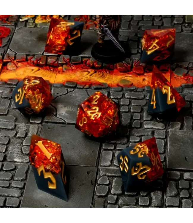 RPG Dice Set - CritStones: Volcanic Amber Resin