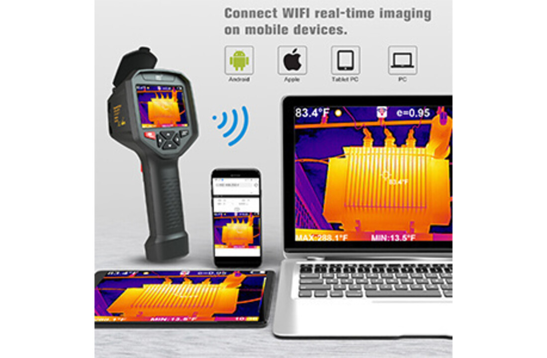 M30 Warmtebeeldcamera met 384 x 288 thermische pixels en optische camera. 25Hz beeldverversingssnelheid.