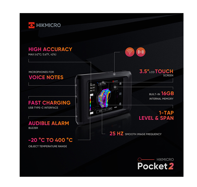 Pocket2 Warmtebeeldcamera 256x192 Thermische pixels + Camera, 25Hz