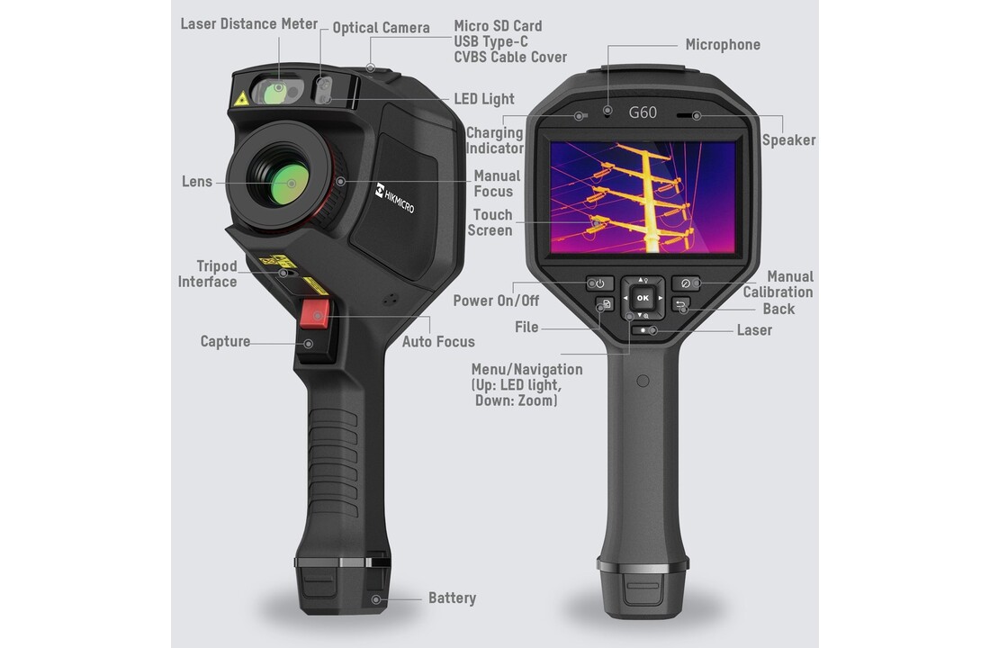 G60 Warmtebeeldcamera met 640x512 thermische pixels, 50Hz, WiFi.