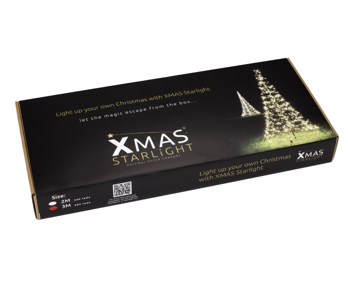 Xmas Starlight® Flexbelt | TWINKEL |  3 meter | 480 LED-lampjes | Warm wit |  Inclusief mast