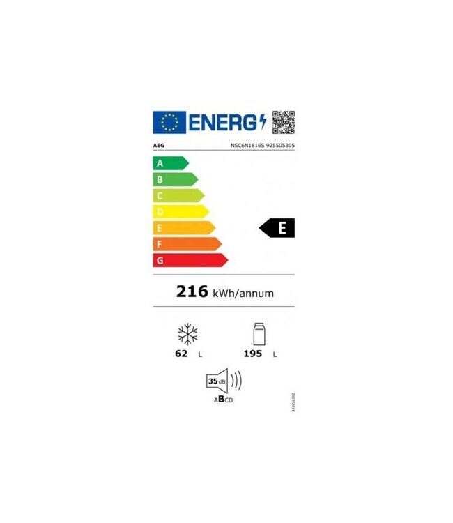 AEG 6000 serie TwinTech¨ NoFrost Koel/vrieskast inbouw 178 cm NSC6N181ES