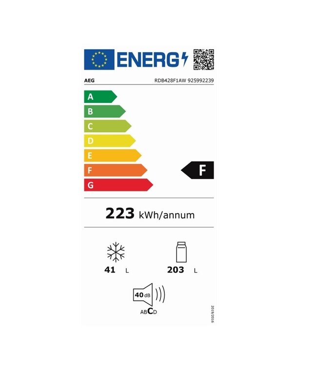 AEG 5000 serie ColdSense Koel/vrieskast Vrijstaand 161 cm RDB428F1AW