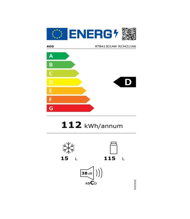 AEG Koelkast vrijstaand 84.5 cm RTB413D1AW