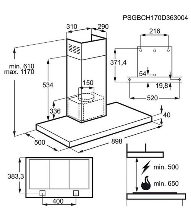 AEG schouwafzuigkap DBE5960HM