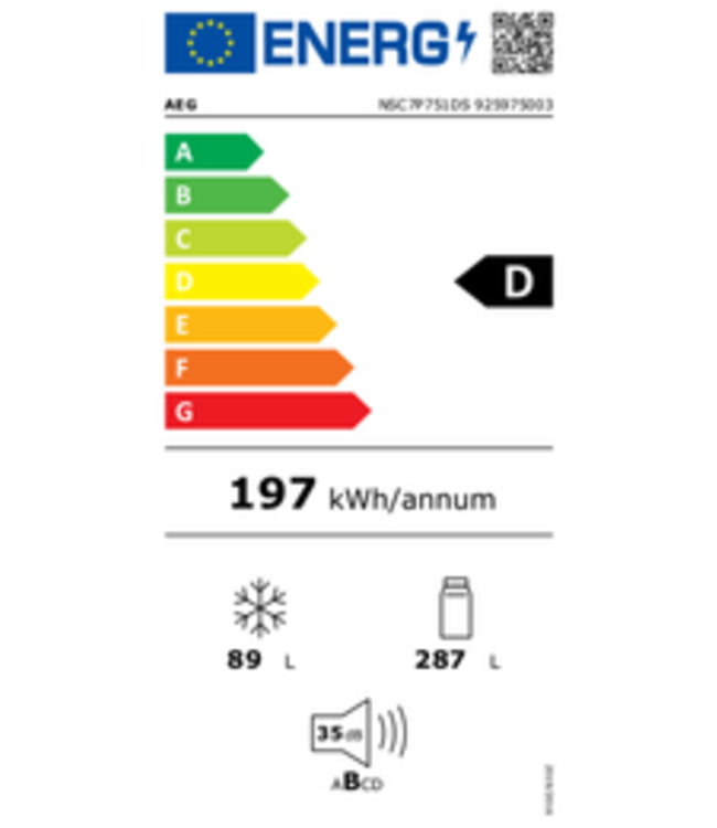 AEG 7000 serie GreenZone Koel/vrieskast inbouw 189.4 cm NSC7P751DS