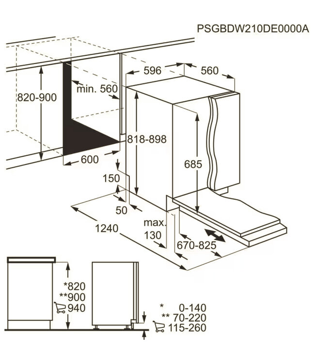 AEG 7000 serie GlassCare Inbouwvaatwasser FSE75768P