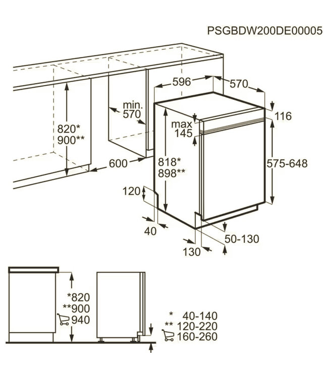 AEG 9000 serie ComfortLift¨ Inbouwvaatwasser FEE83806PM