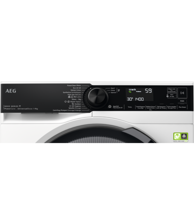 AEG 8000 serie PowerCare UniversalDose Wasmachine 9kg LR86CUC94