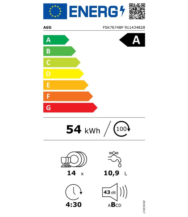 AEG 7000 SERIE GLASSCARE INBOUWVAATWASSER FSK76748P