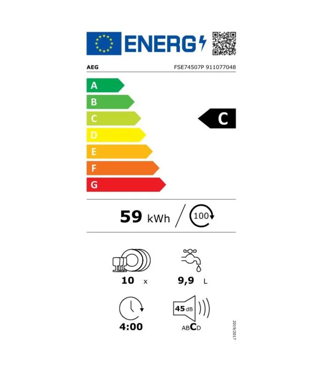 AEG 7000 serie GlassCare Inbouwvaatwasser 45 cm FSE74507P