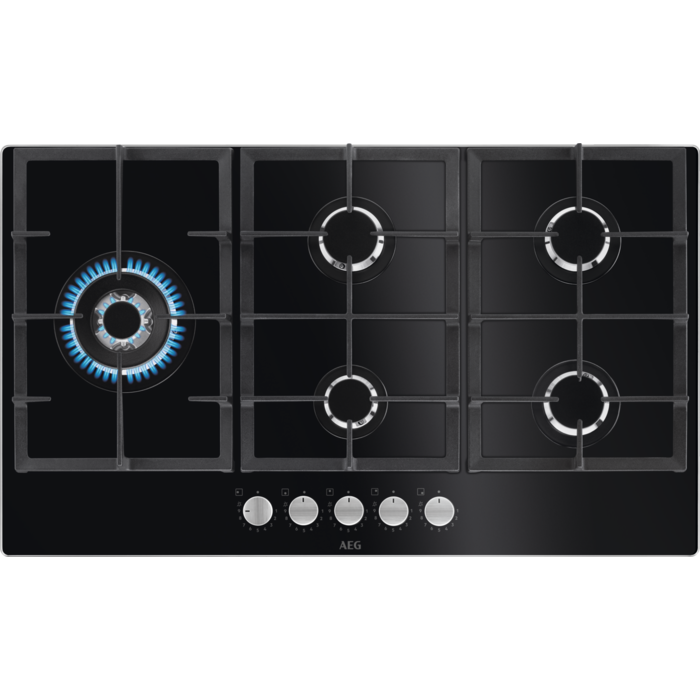 AEG 6000 serie Gas on Glass gas 90 cm HKB95820NB afbeelding