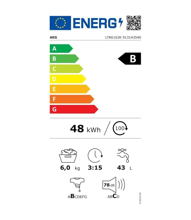 AEG Wasmachine bovenlader 6 kg LTR6162K