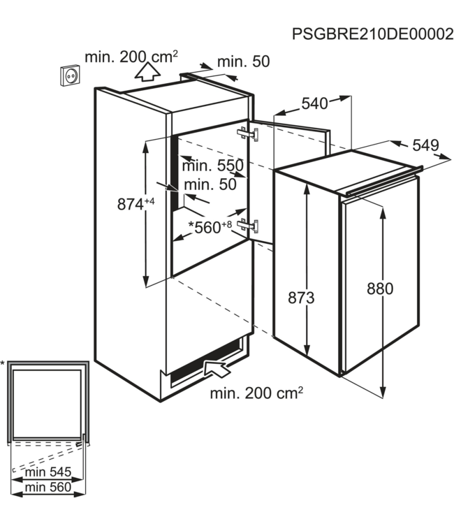 AEG koelkast inbouw 88 cm NSF5O881ES