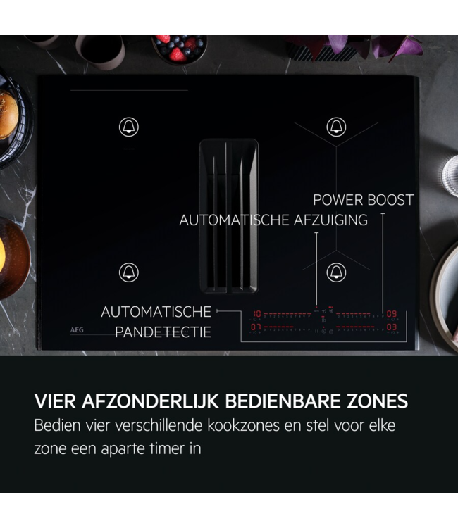 AEG Kookplaat met afzuiging - 6000 serie ComboHob met Bridge functie, 70 cm NCH74B01CB
