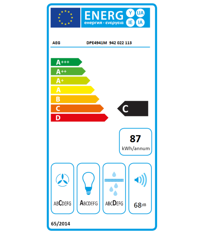 AEG vlakscherm afzuigkap 90 cm DPE4941M