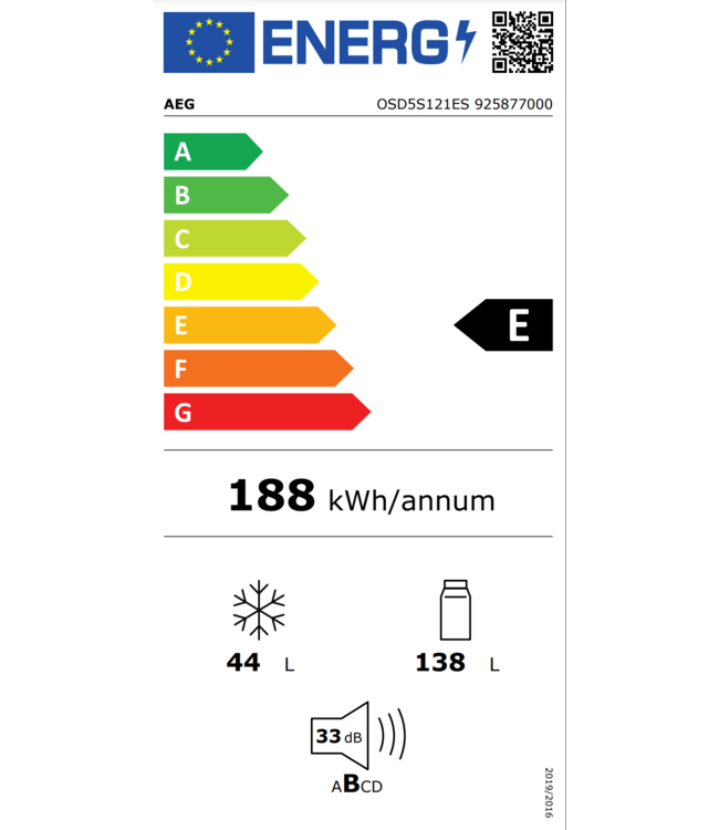AEG 5000 ColdSense - Koel/vrieskast inbouw 122.5 cm OSD5S121ES