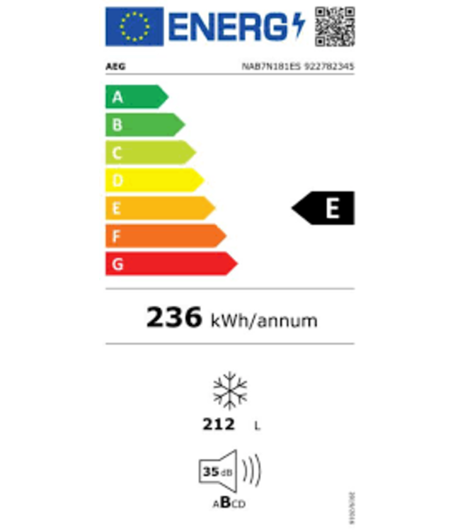 AEG Inbouw vriezer NoFrost 178 cm NAB7N181ES
