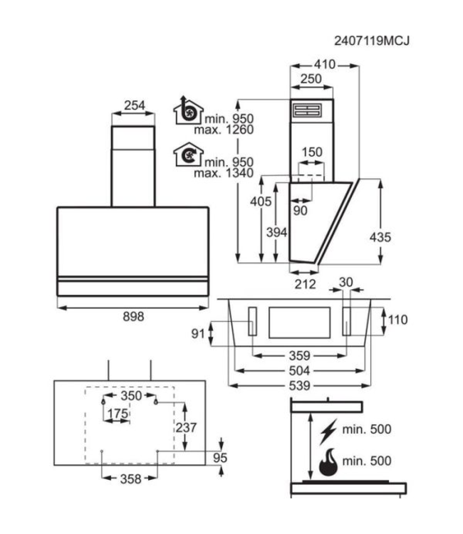 AEG 8000 AuroraTech - Schouwafzuigkap 90 cm met Hob2Hood  NDV8791CB