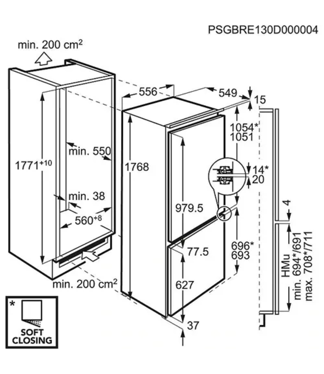 AEG 6000 serie TwinTech¨ NoFrost Koel/vrieskast inbouw 178 cm SCE818C5TC