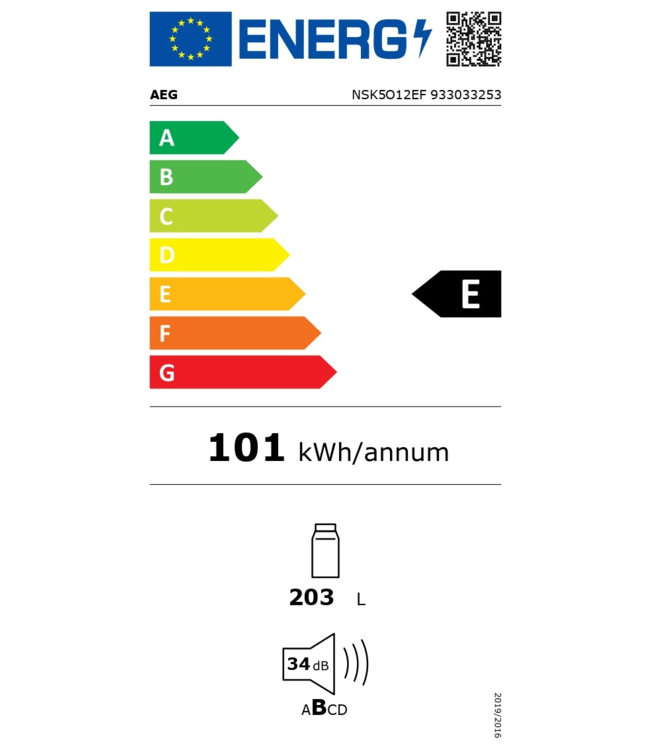 AEG Koelkast inbouw 122.5 cm NSK5O12EF