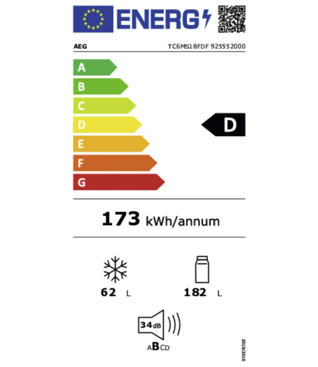 AEG 6000 TwinTech® NoFrost - Koel-vriescombinatie inbouw 178 cm TC6MS18FDF