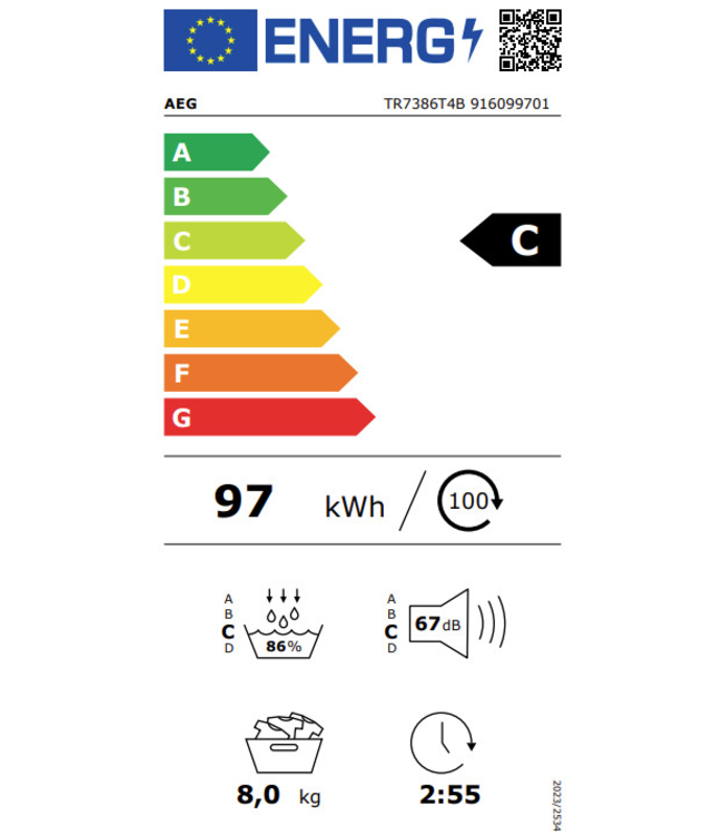 AEG 7000 serie SensiDry® Warmtepomp Droger 8 kg TR7386T4B