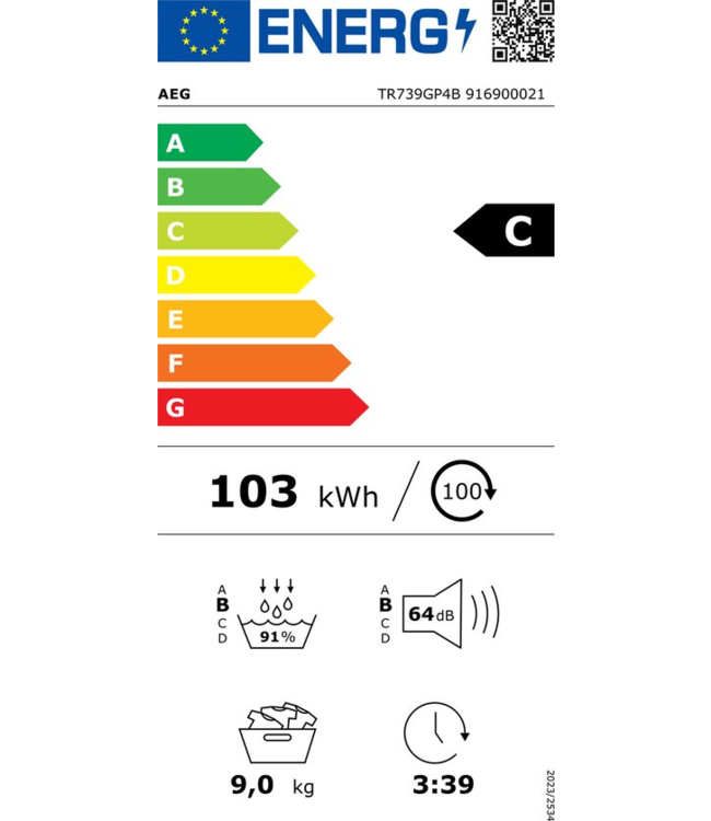 AEG 7000 SensiDry® - Warmtepomp Droger 9 kg T76DR9G4P