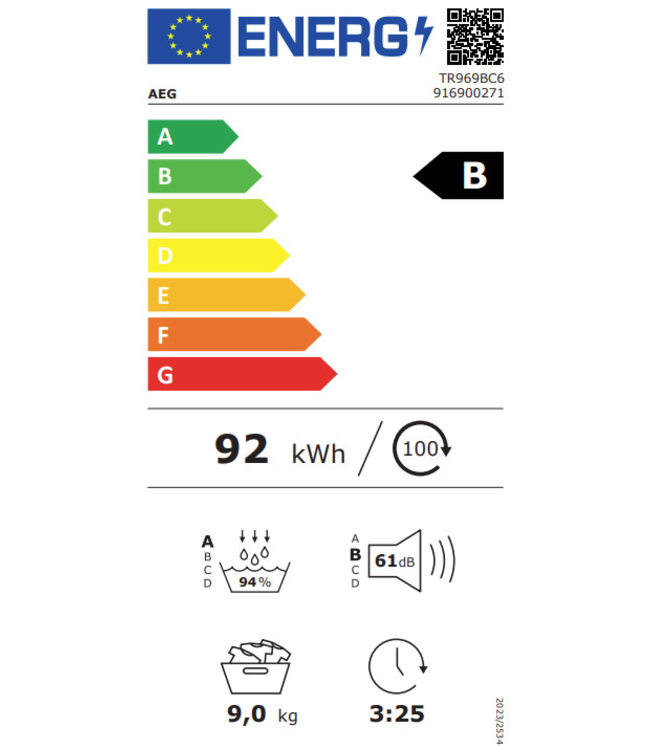AEG 9000 AbsoluteCare® Plus - Warmtepomp Droger 9 kg  TR969BC6