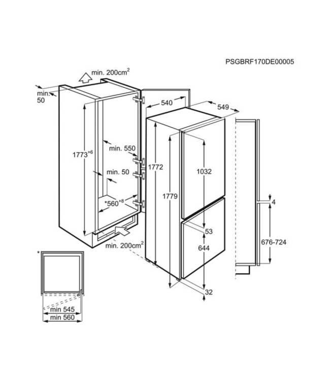 AEG 6000 serie TwinTech¨ NoFrost Koel/vrieskast inbouw 178 cm SCE818F6TS