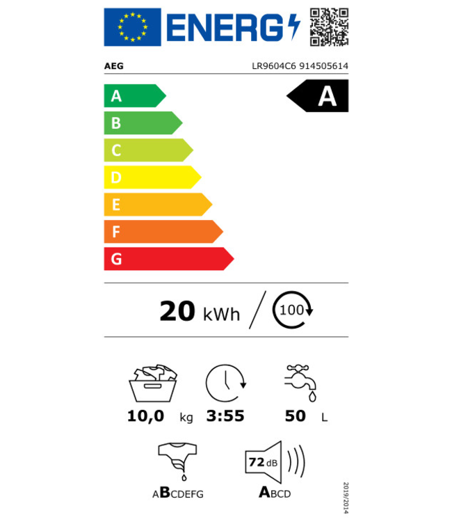 AEG 9000 AbsoluteCare® - Wasmachine voorlader 10 kg LR9604C6