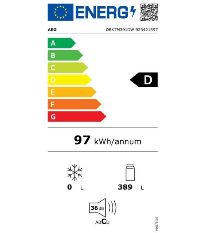 AEG Koelkast vrijstaand 186 cm ORK7M391DW