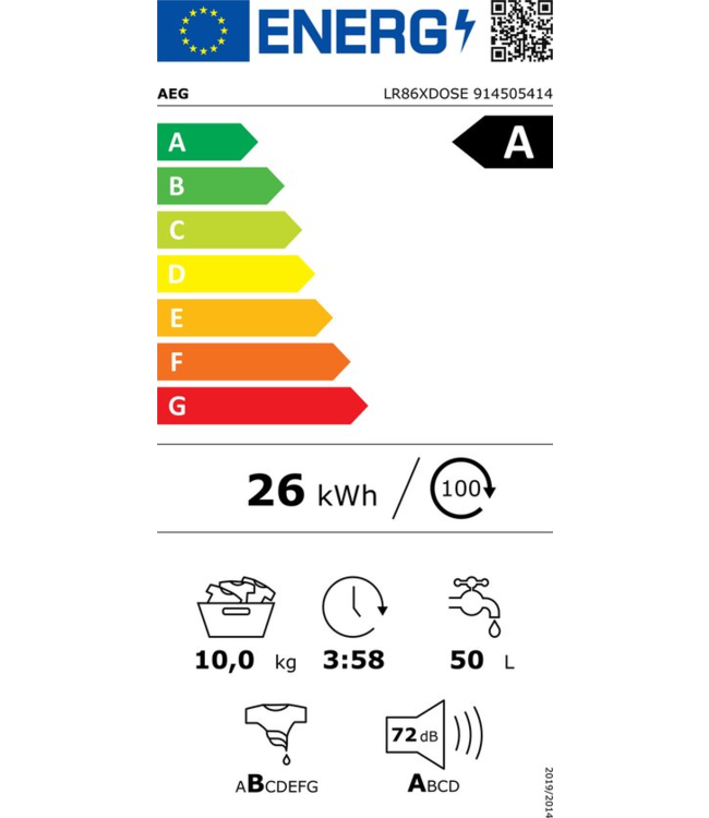 AEG 8000 PowerCare - UniversalDose Wasmachine voorlader 10 kg LR86XDOSE
